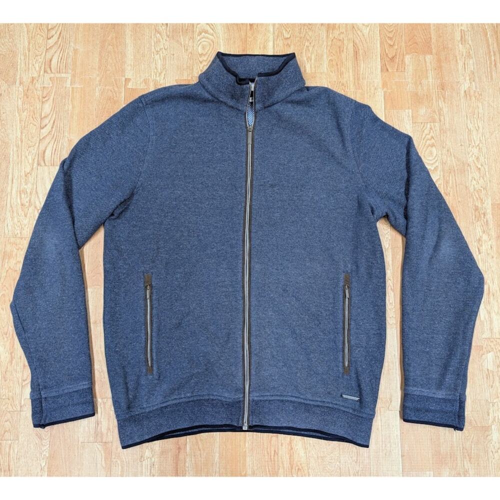 Blue Bugatti Full Zip Sweater Soft cotton Mens Sz Medium